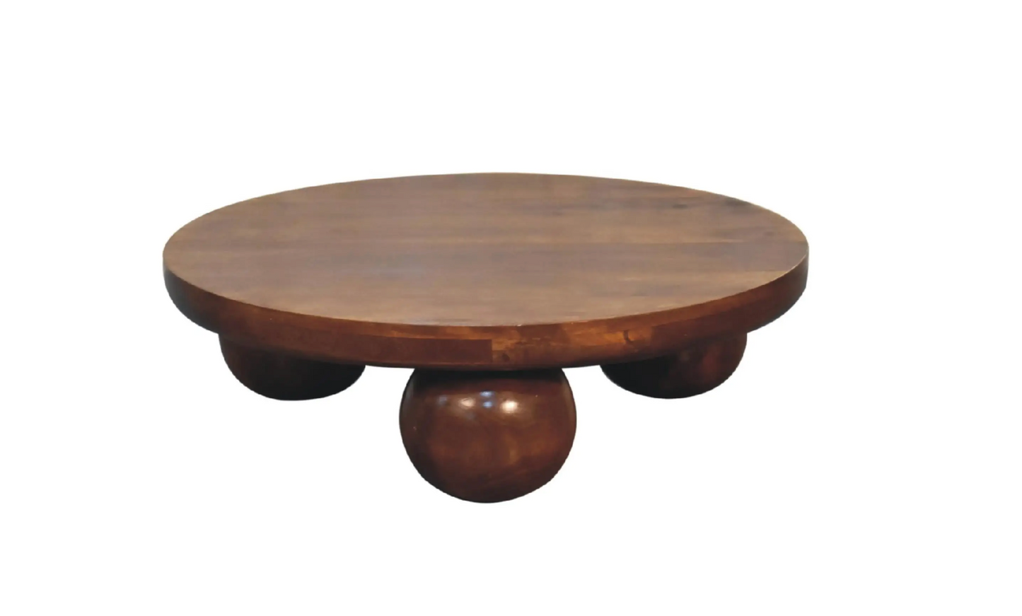 Handcrafted Solid Mango Wood Coffee Table – Chestnut Stain | 80×80×23 cm