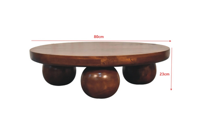 Handcrafted Solid Mango Wood Coffee Table – Chestnut Stain | 80×80×23 cm
