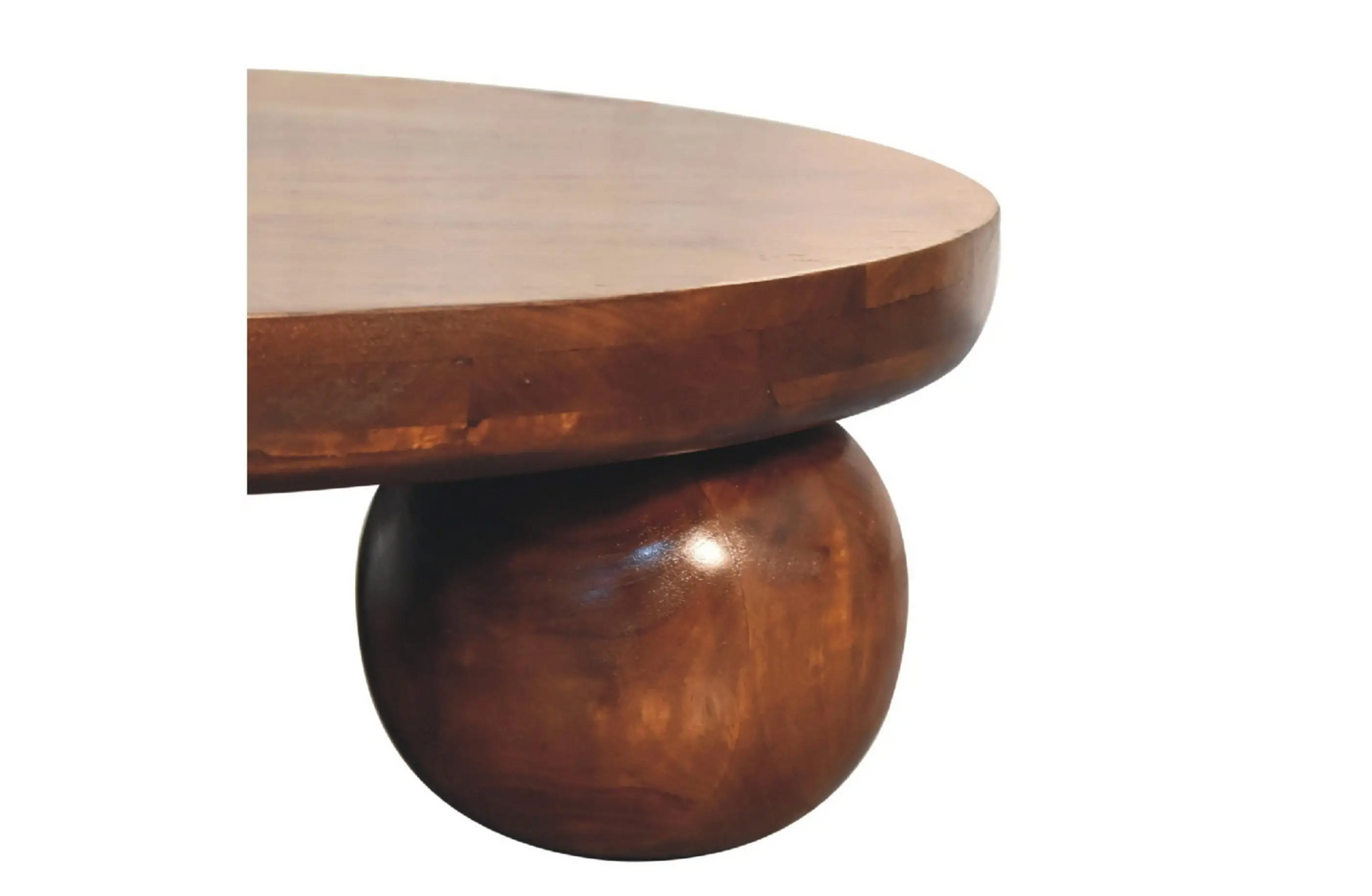 Handcrafted Solid Mango Wood Coffee Table – Chestnut Stain | 80×80×23 cm