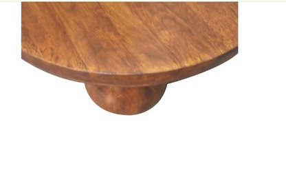 Handcrafted Solid Mango Wood Coffee Table – Chestnut Stain | 80×80×23 cm