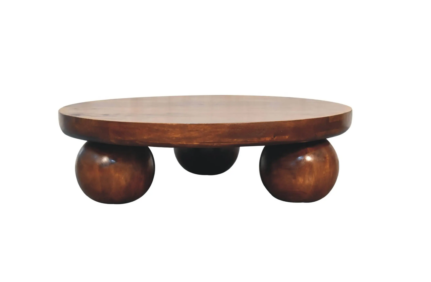 Handcrafted Solid Mango Wood Coffee Table – Chestnut Stain | 80×80×23 cm