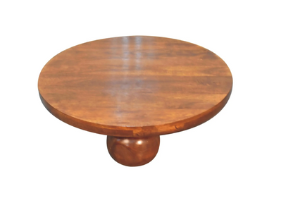 Handcrafted Solid Mango Wood Coffee Table – Chestnut Stain | 80×80×23 cm
