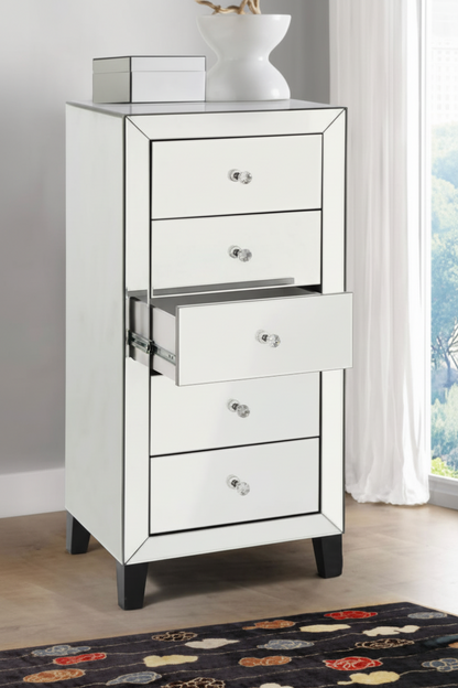 Mirrored Chest of Drawers | Slim 5 Drawer Storage for Bedroom