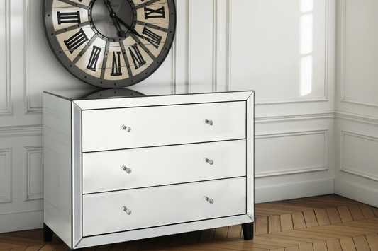 Mirrored 3 Drawer Chest of Drawers – Modern Bedroom Storage Unit