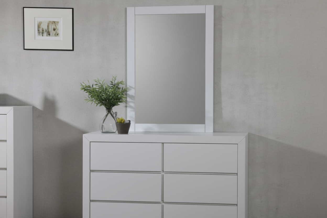 Woodsmith Zircon White 6 Drawer Dresser – Modern Chest of Drawers Bedroom Storage Cabinet