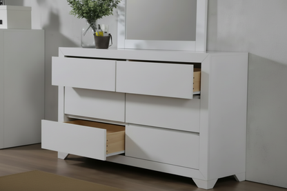 Woodsmith Zircon White 6 Drawer Dresser – Modern Chest of Drawers Bedroom Storage Cabinet