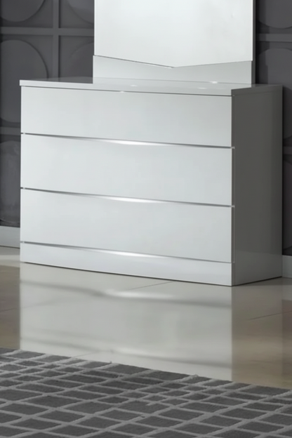 White High Gloss 3 Drawer Chest of Drawers – Woodsmith Widney Modern Bedroom Storage