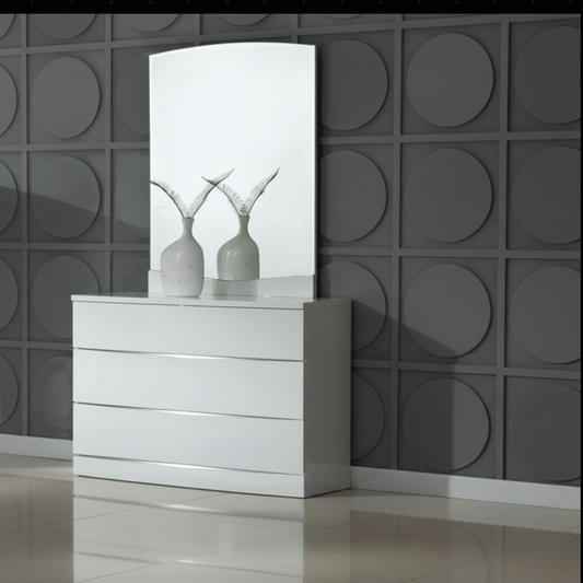 White High Gloss 3 Drawer Chest of Drawers – Woodsmith Widney Modern Bedroom Storage