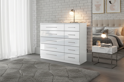 Topline 10 Drawer Double Chest – 5 Small & 5 Large Drawers Storage Unit