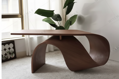Luxury Ribbon-Shaped Walnut Coffee Table