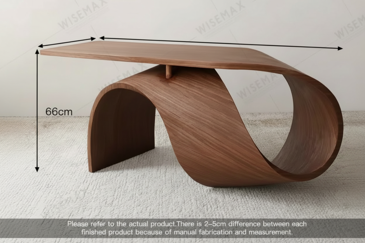 Luxury Ribbon-Shaped Walnut Coffee Table
