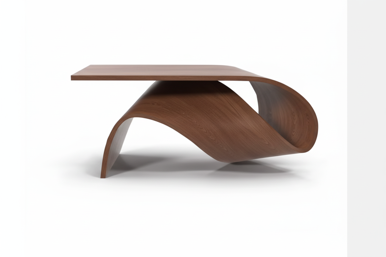 Luxury Ribbon-Shaped Walnut Coffee Table