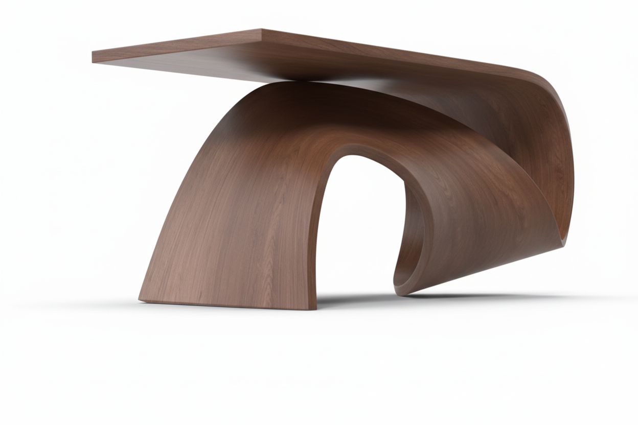 Luxury Ribbon-Shaped Walnut Coffee Table