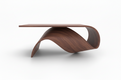 Luxury Ribbon-Shaped Walnut Coffee Table