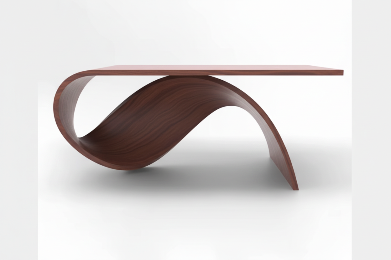 Luxury Ribbon-Shaped Walnut Coffee Table