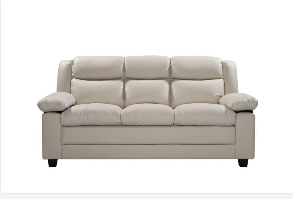 Urban Leather Look 3 Seat Sofa
