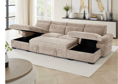 Hudson Sofabed Beige U Shape Corner