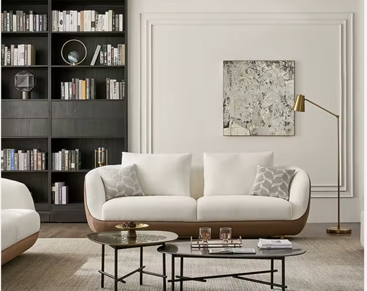 Luxury Modern 3-Seater Fabric Sofa Brown and White