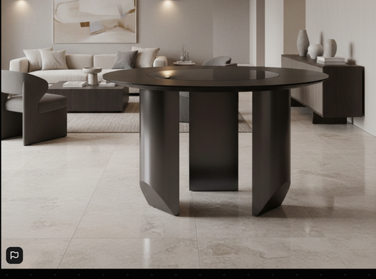 Imperia Round Veneer Dining Table with Ceramic Lazy Susan