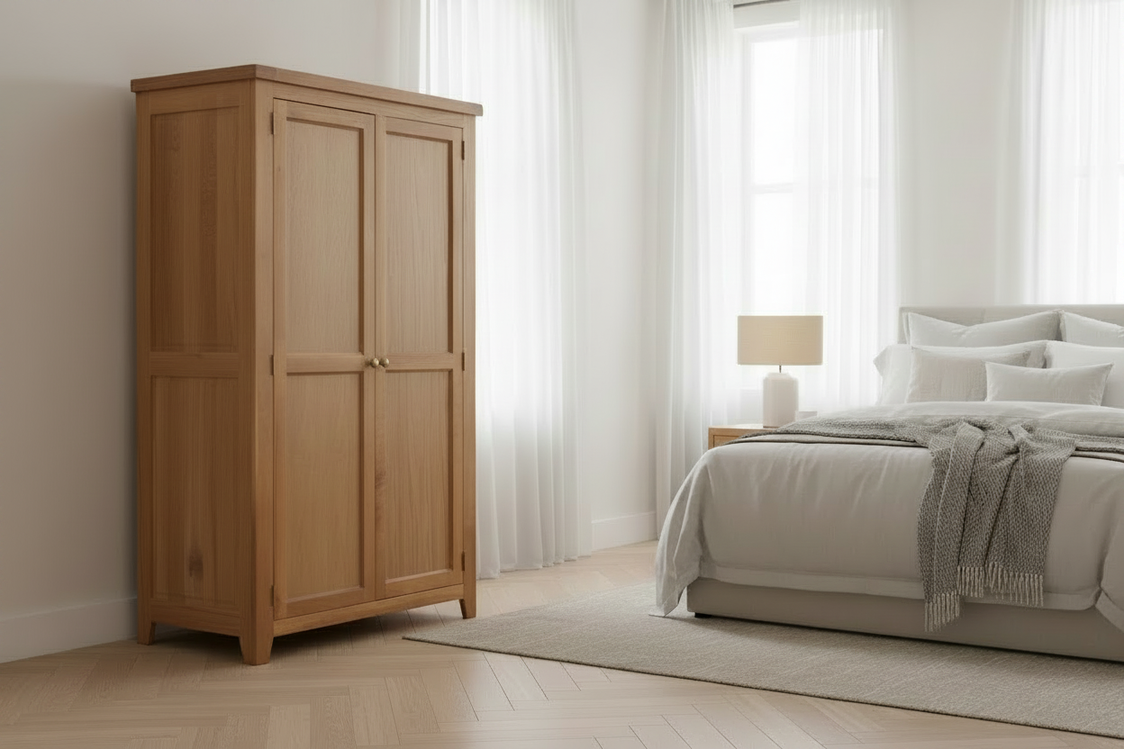 Acorn Solid Oak Wardrobe 2 Door Full Hanging