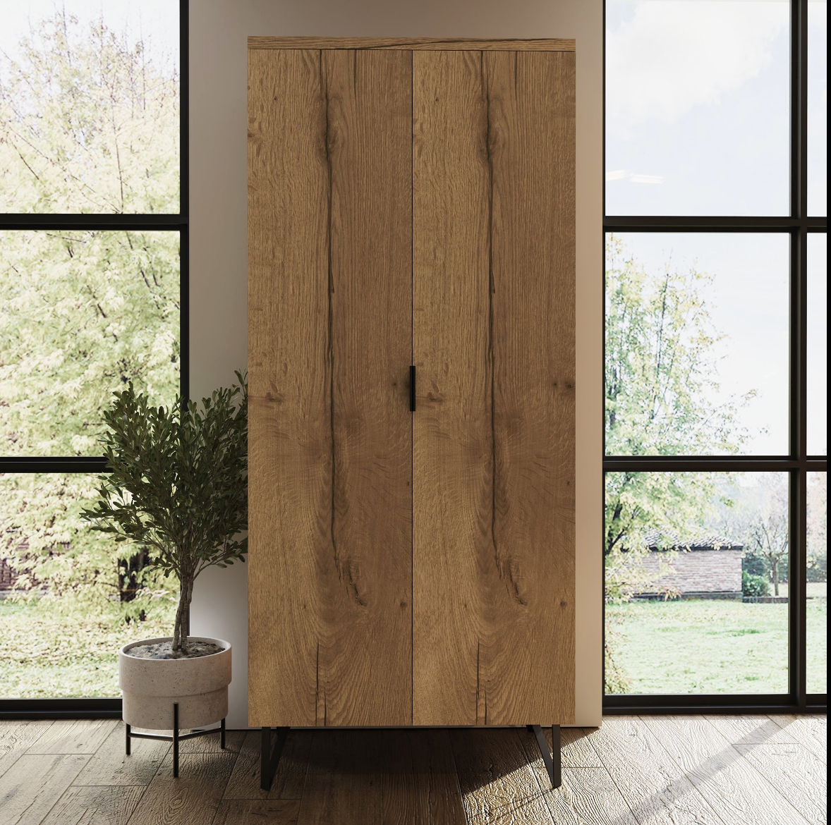FWStyle Fisso 2 Door Wardrobe – Cracked Oak Finish