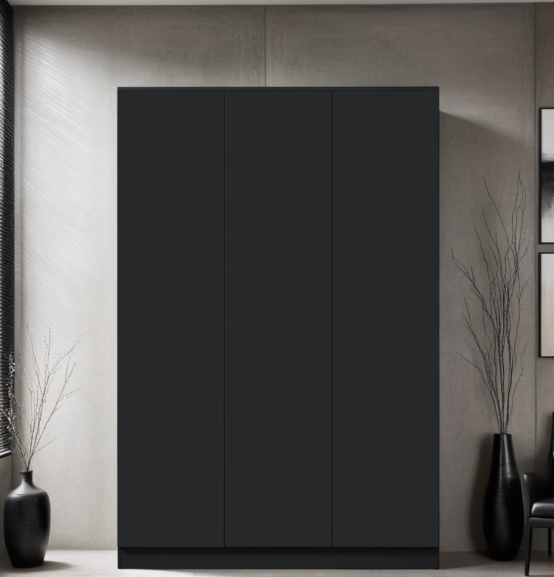 FWStyle Stora 3 Door Wardrobe – Matt Black