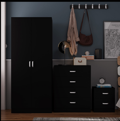 Tunis 3 Piece Bedroom Furniture Set – Matt Black