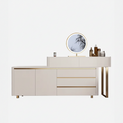 Layla Makeup Vanity Table with Storage Cabinet and Lighted Mirror