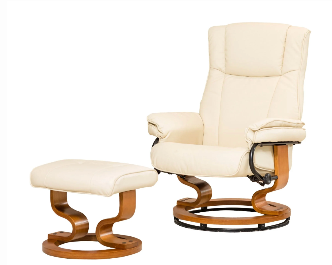 BB - 7684 - BL Leather Swivel Recliner Chair & Stool