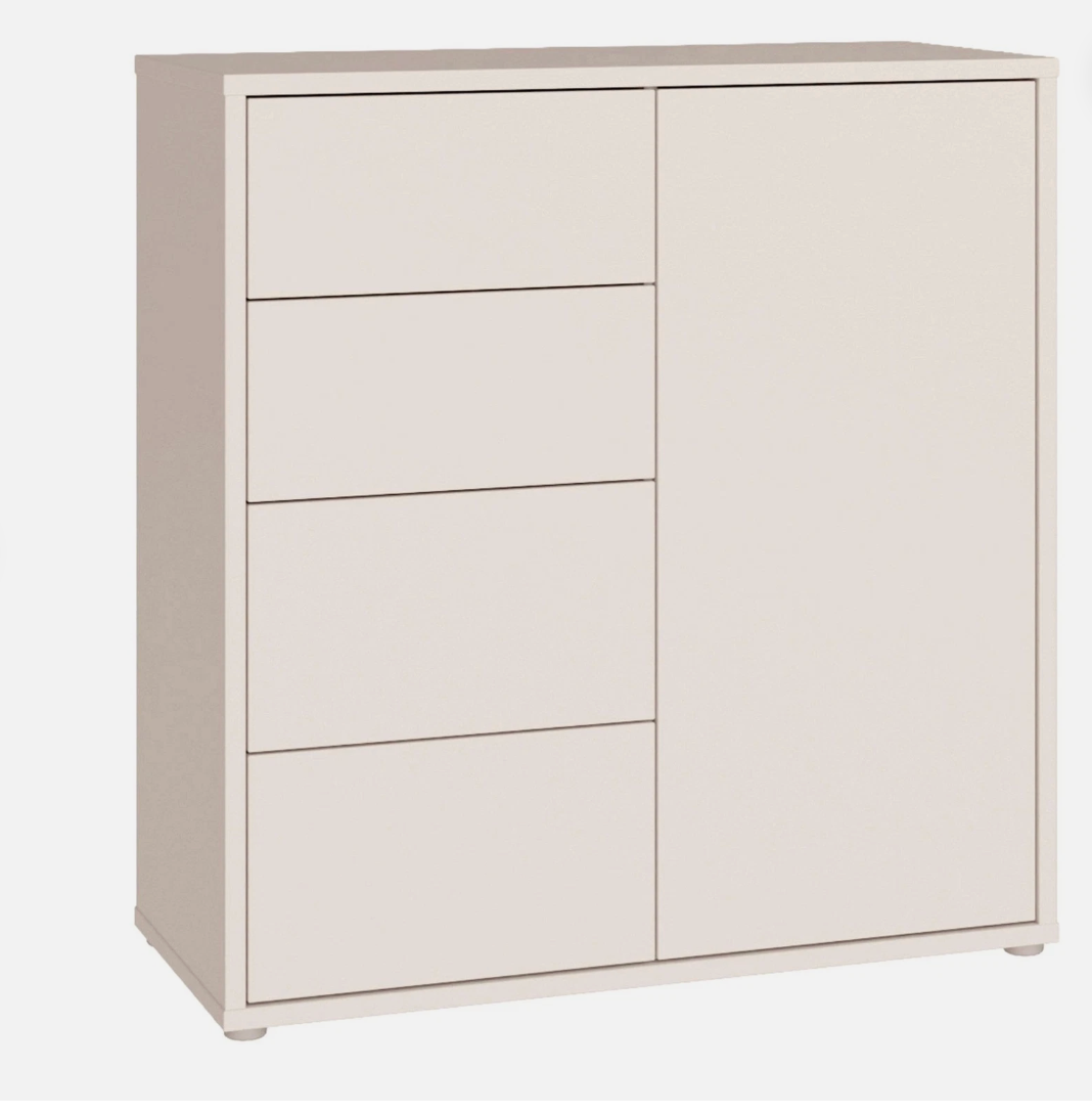Alice Springs Storage Unit with 4 Drawers & 1 Door with Push-to-Open in Sand