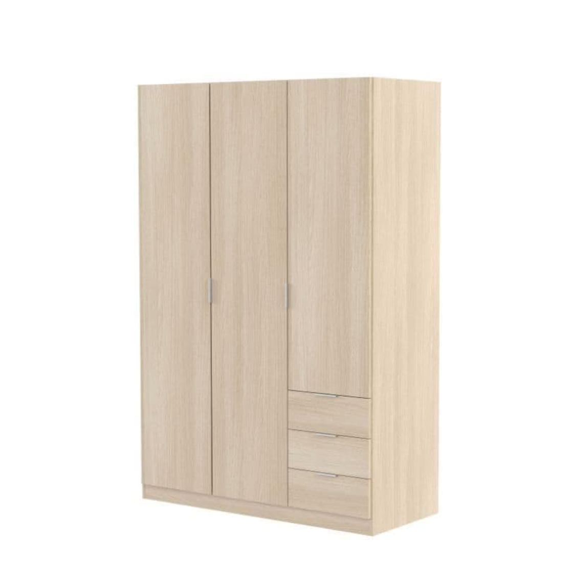 Cairo Oak Effect Compact 3 Door 3 Drawer Space-Saving Wardrobe LCX323R