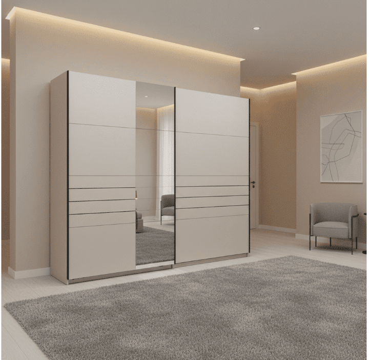Weyma 245cm Cashmere Sliding Door Wardrobe