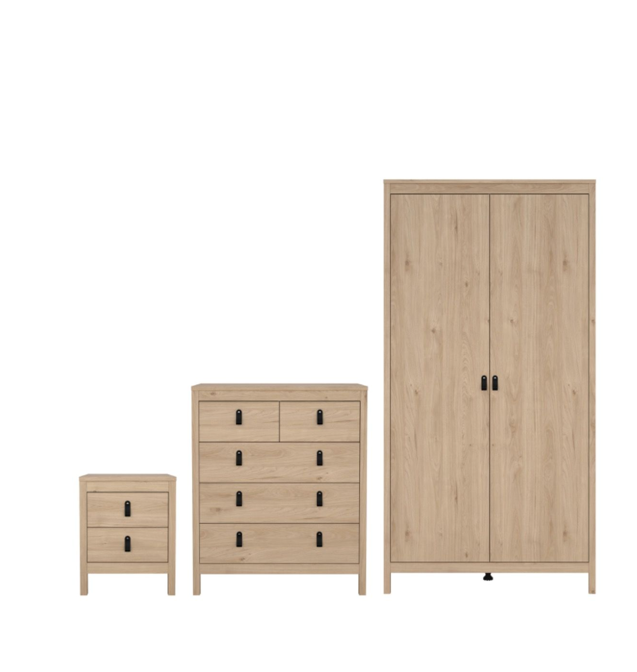Barcelona 3 Piece Bedroom Furniture Set in Jackson Hickory Oak