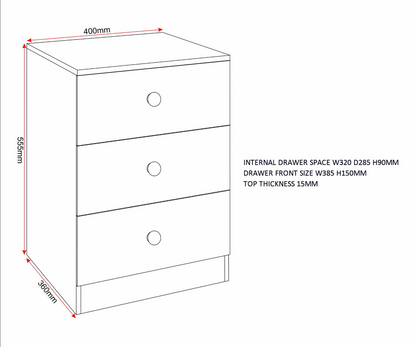 Denver 2 Door Wardrobe Bedroom Set 4 Piece White Gloss