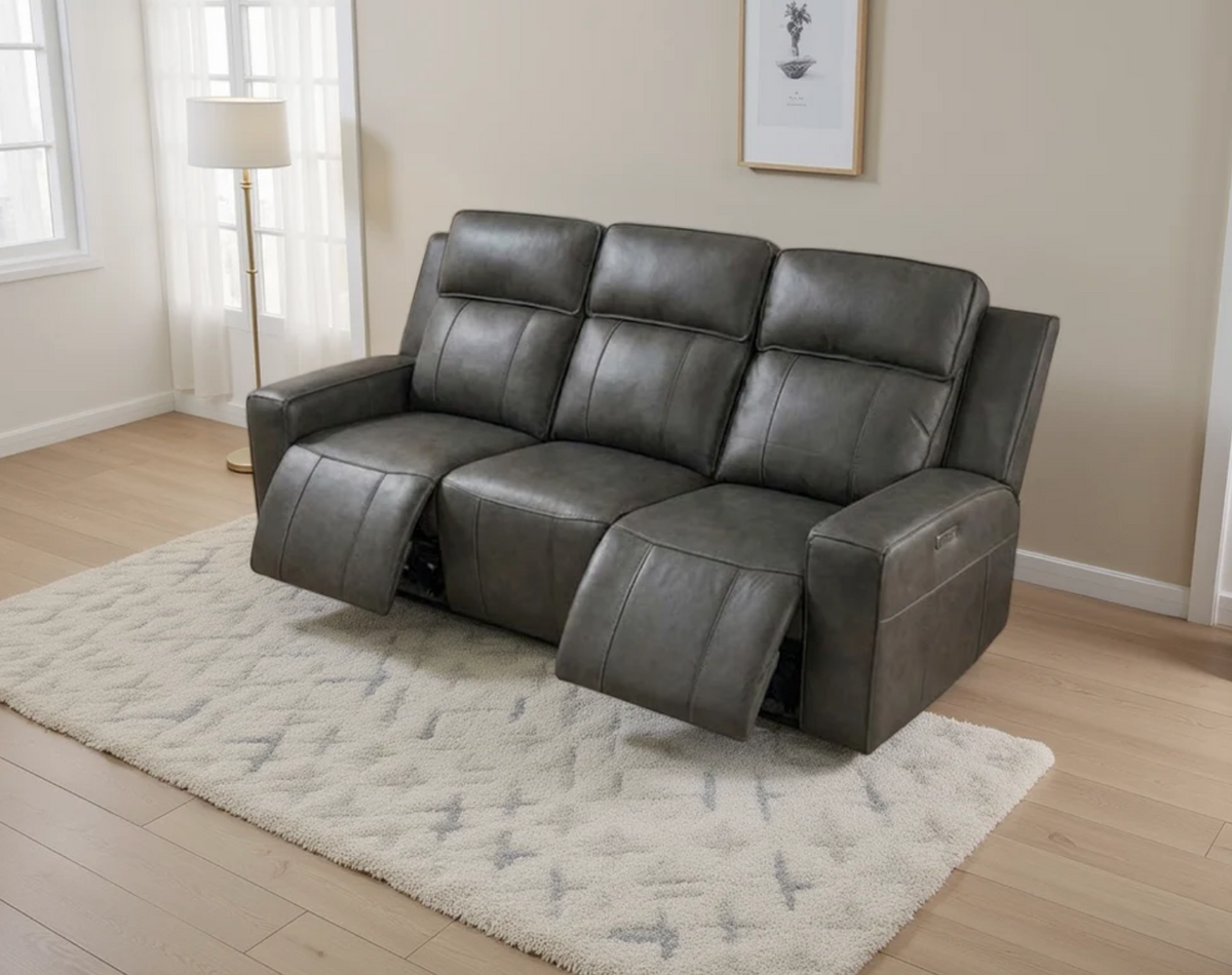 Barcelona Electric Recliner Sofa Grey 3 Seater