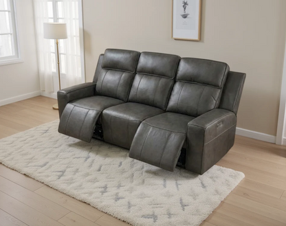 Barcelona Electric Recliner Sofa Grey 3 Seater