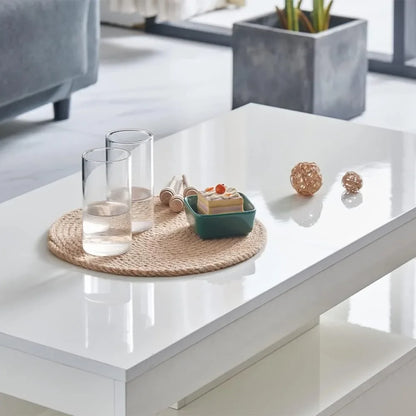 Modern White LED Coffee Table – 16-Color Light Rectangle Console | Living Room Tea Side End Centre Table