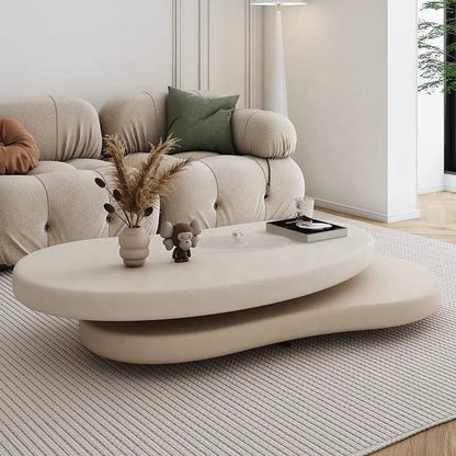 Modern Cream Cloud Coffee Table – Rotating Design for Stylish Living Rooms