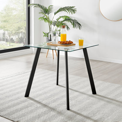 Seattle Square Glass and White Metal 2-4 Seater Dining Table
