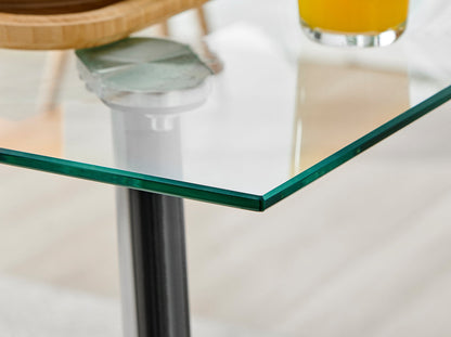 Seattle Square Glass and White Metal 2-4 Seater Dining Table