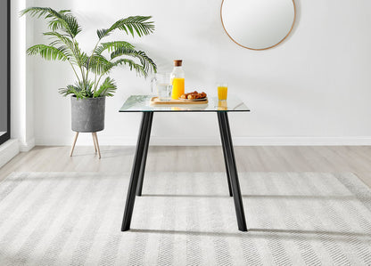 Seattle Square Glass and White Metal 2-4 Seater Dining Table