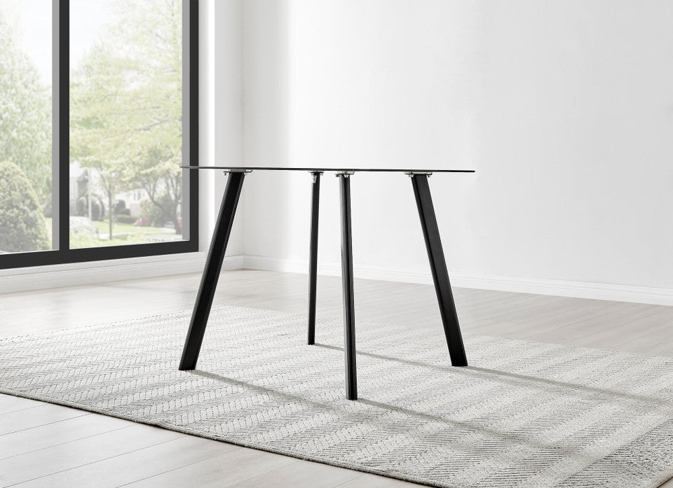 Seattle Square Glass and White Metal 2-4 Seater Dining Table