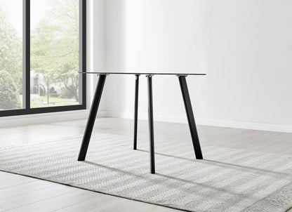 Seattle Square Glass and White Metal 2-4 Seater Dining Table