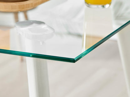Seattle Square Glass and White Metal 2-4 Seater Dining Table