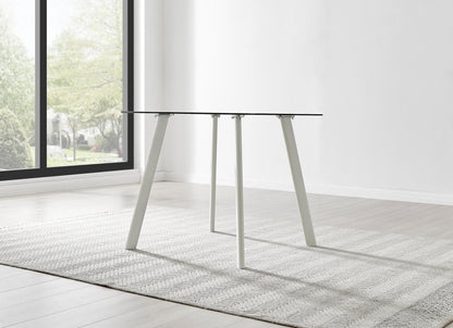 Seattle Square Glass and White Metal 2-4 Seater Dining Table