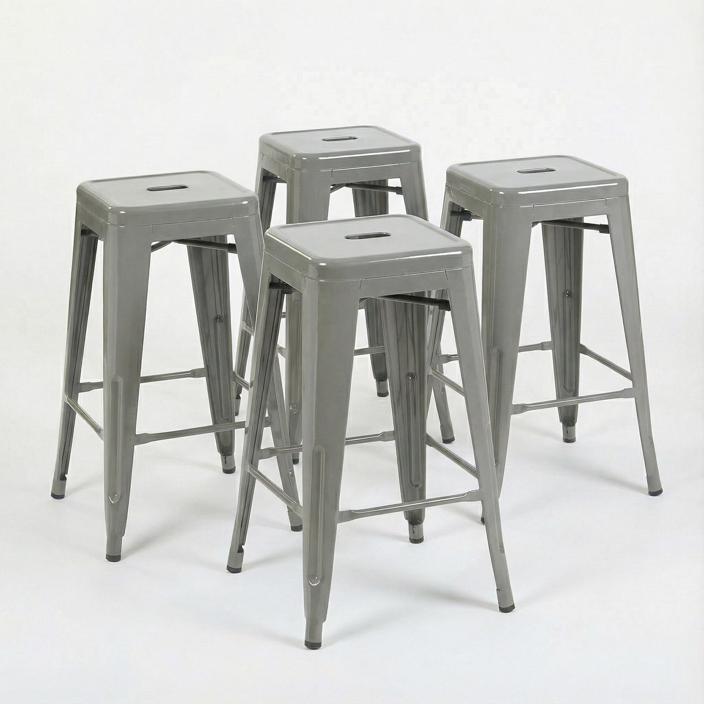 Bistro Pack of 4 Silver 24" Countertop Stools – Modern Industrial