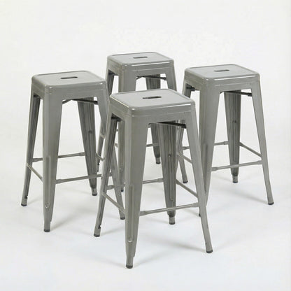 Bistro Pack of 4 Silver 24" Countertop Stools – Modern Industrial