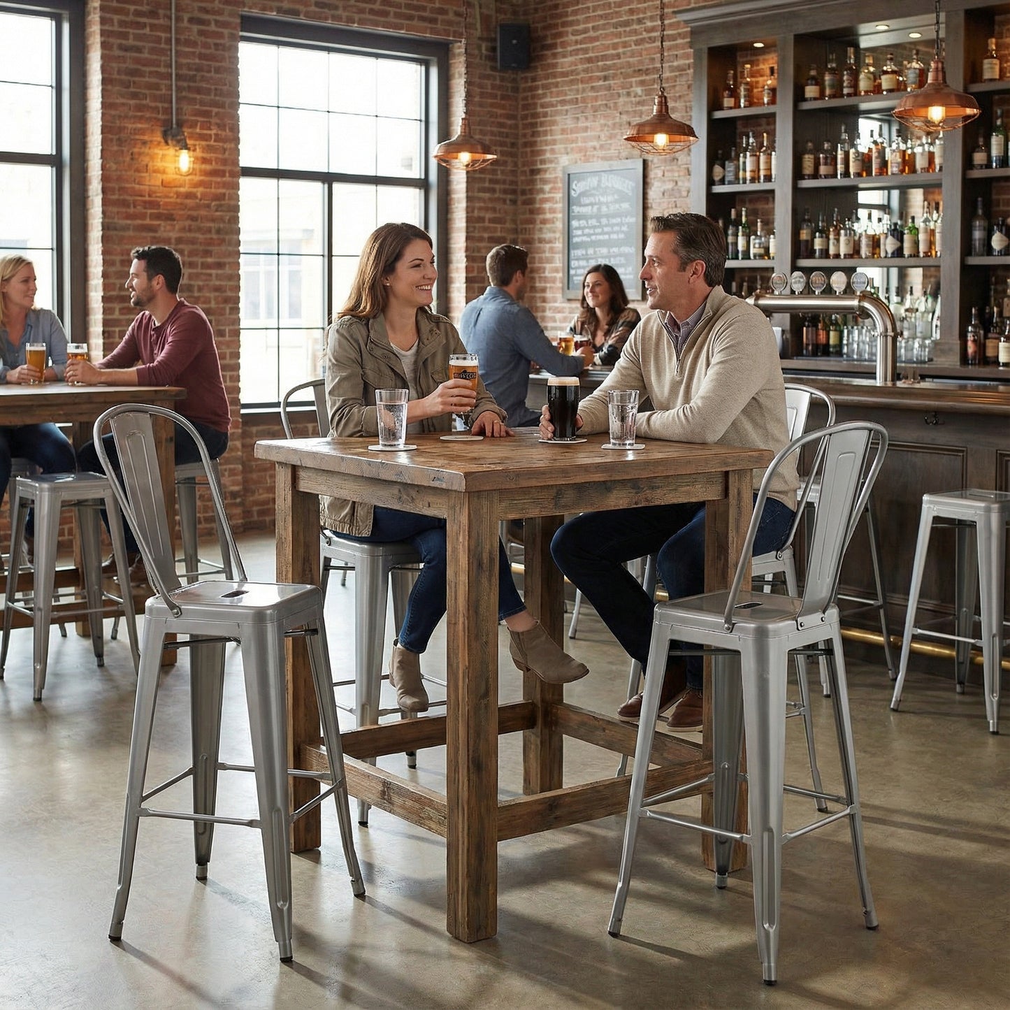 Bistro Pack of 4 30" Silver Bar Chairs – Stylish & Durable