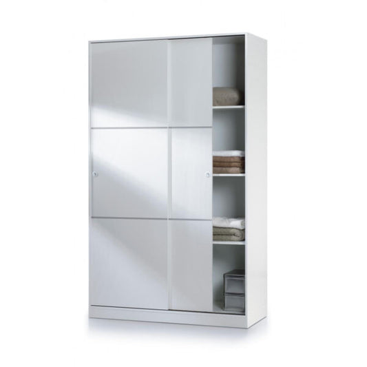 Arctic 2 Door Sliding Wardrobe White 4ft – Modern Bedroom Storage Closet with Shelves