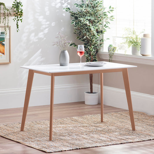 Sofia Rectangular White Wood 4 Seater Dining Table